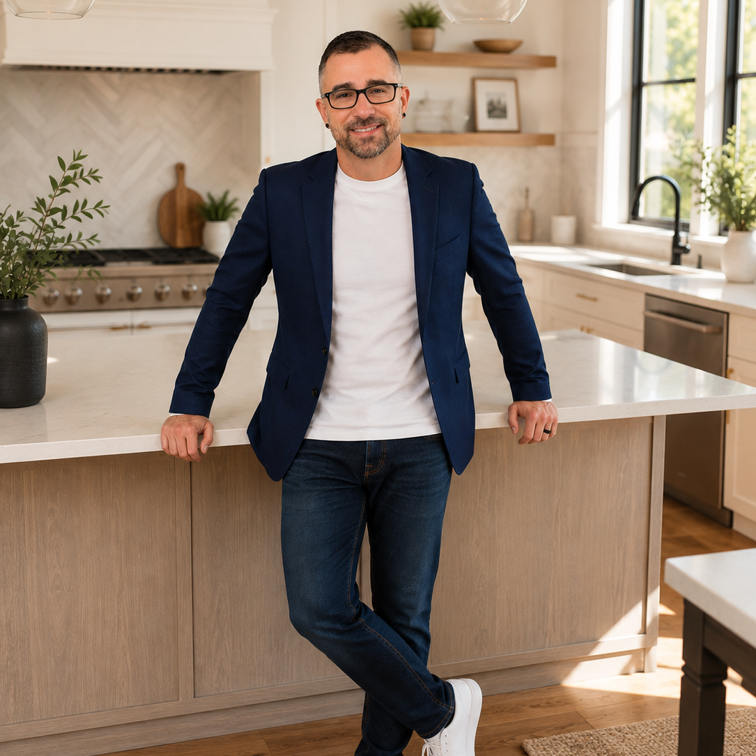 Photo of Zac Winner standing against kitchen island
